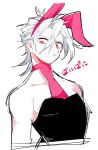  1boy albino animal_ear_hairband animal_ears collarbone eyelashes fake_animal_ears hairband highres jojo_no_kimyou_na_bouken male_focus medium_hair pale_skin pannacotta_fugo playboy_bunny rabbit_ear_hairband rabbit_ears red_eyes taranome1139 vento_aureo white_background white_hair 