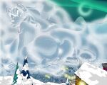 absurd_res animate_inanimate anthro big_breasts blizzard_(weather) breasts canid canine canis elemental_creature female genitals hi_res huge_breasts innie_vulva looking_at_viewer macro macro_female magical_creature mammal mineral_fauna natural_disaster snow snow_creature solo storm_clouds tinydevilhorns town vulva wolf yuni_hermit