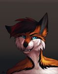  ambiguous_gender anthro canine fangs fox fur hair looking_at_viewer mammal smile solo teeth zumjakal 
