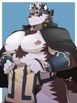  canine clothing horkeukamui loincloth male mammal nipples pecs solo tokyo_afterschool_summoners unknown_artist wolf 