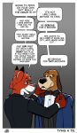 5_fingers anthro anthrofied black_nose bloodhound bow_tie brown_body brown_fur canid canine canis clothed clothed_anthro clothed_male clothing comic copper_(tfath) dialogue disney domestic_dog duo english_text fangs fingers fox fur hi_res humanoid_hands hunter-husky hunting_dog male male/male mammal multicolored_body multicolored_fur red_body red_fox red_fur scent_hound speech_bubble suit teeth text the_fox_and_the_hound tod_(tfath) true_fox two_tone_body two_tone_fur white_body white_fur