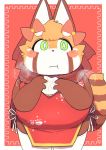  1girl chinese_clothes eating furry green_eyes red_panda rntn_wkwk solo 