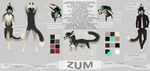  anthro canine clothed clothing collar english_text feral male mammal model_sheet nipples solo text topless zumjakal 