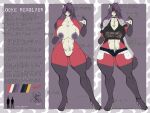2025 absurd_res ailurid anthro anuki big_breasts bottomwear breasts busty_boy_(lore) choker clothing covered_eyes daisy_dukes denim denim_bottomwear denim_clothing denim_shorts female fur genitals hair hi_res hotpants huge_breasts jewelry locke_revolver male_(lore) mammal missing_arm model_sheet necklace purple_hair red_body red_fur red_panda shorts solo stretch_marks thick_thighs vulva wide_hips