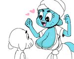  bathrobe cartoon_network cat clothing feline female gumball_watterson male mammal mother nicole_watterson parent robe son the_amazing_world_of_gumball 