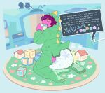 2025 ageplay ambiguous_gender anthro background_character blush bubblepuppers button_(fastener) button_pop chewing chewing_object clothed clothing deltarune dialogue diaper diaper_puff feces female freckled_face freckles group hair hi_res hooded_onesie kris_(deltarune) offscreen_character onesie onesie_open pink_body pink_scales playful playing playmat pooping purple_hair ralsei red_eyes roleplay scales scalie sleeper soiled_diaper soiling soiling_diaper solo_focus speech_bubble susie_(deltarune) trio unclean_diaper undertale_(series) used_diaper wardrobe_malfunction yellow_sclera