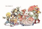  adelbert_steiner armor black_hair blonde_hair boots burmecian chef_hat eiko_carol facial_hair final_fantasy final_fantasy_ix freija_crescent garnet_til_alexandros_xvii gloves hat helmet horns miyakomiiya open_mouth pointing purple_hair quina_quen red_hair salamander_coral single_horn tongue tongue_out vivi_ornitier walking white_hair wizard_hat zidane_tribal 