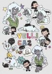  baldur&#039;s_gate baldur&#039;s_gate_3 balloon bat_(animal) black_hair blue_hair cat cazador_szarr chibi dark_elf dog dungeons_&amp;_dragons elf hair_slicked_back highres holding holding_balloon jewelry light_bulb long_hair mouse_(animal) pointy_ears red_eyes ring ship_name star_(symbol) vellioth vest whxqxqaaa! 