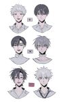  6+boys alien_stage aoenkaku black_eyes black_hair black_necktie cheng_xiaoshi choker collared_shirt commentary cropped_shoulders grey_eyes highres hikaru_(hikaru_ga_shinda_natsu) hikaru_ga_shinda_natsu ivan_(alien_stage) japanese_flag lu_guang male_focus multiple_boys necktie people&#039;s_republic_of_china_flag shiguang_dailiren shirt short_hair south_korean_flag symbol-only_commentary till_(alien_stage) tsujinaka_yoshiki very_short_hair white_choker white_hair white_shirt 