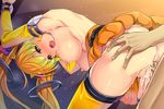  1girl ass_grab belt bent_over blonde_hair blush breasts censored city_forest_online cum cum_in_pussy detached_sleeves doggystyle fake_horns flower_knight_girl game_cg grabbing_another's_ass groping hair_ornament hairband hanging_breasts hetero hoozuki_(flower_knight_girl) large_breasts long_hair mosaic_censoring nipples official_art open_mouth penis pussy pussy_juice sex skirt solo_focus standing_sex sweat tears thighhighs vaginal yellow_eyes yellow_legwear 