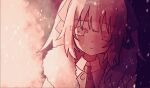  1girl abstract_background ada_(iyowa) adipocere_(vocaloid) blush closed_mouth coat commentary_request expressionless fur-trimmed_coat fur_trim gradient_background half-closed_eyes highres iyowa_girls long_hair looking_to_the_side neck_ribbon okayu_(cwtv7823) open_clothes open_coat pink_ribbon portrait ribbon screentones shirt sidelighting snowing solo twintails white_coat white_eyes white_hair white_shirt 