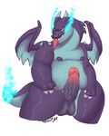  anthro big_penis charizard charizard_x dragon horn lizard male mega_charizard mega_charizard_x mega_evolution nessiejoe nintendo nude overweight penis pok&eacute;mon reptile scalie simple_background solo tongue video_games white_background 
