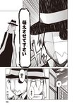  1girl burn_scar cloud cloudy_sky comic emphasis_lines fedora greyscale hat highres jin_(mugenjin) monochrome original scar scarf sky translated 