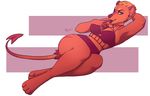  anthro clothed clothing demon ear_piercing feline female hybrid lion looking_at_viewer mammal overweight piercing redpixie solo swimsuit tongue tongue_out 