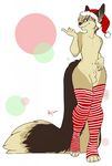  animal_genitalia anthro balls canine christmas clothing fur girly hair hat holidays legwear male mammal osiris_henschel redpixie santa_hat sheath smile solo standing thick_thighs thigh_highs wide_hips 