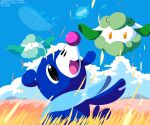 2025 6:5 ambiguous_gender black_eyes blue_body cloud cottonee dated elemental_creature feral flora_fauna generation_3_pokemon generation_5_pokemon generation_7_pokemon grass group happy hi_res markings multicolored_body nintendo open_mouth orange_eyes plant pokemon pokemon_(species) popplio signature sky sleepy_sealion tongue two_tone_body wailord whisker_markings