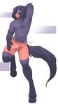  animal_genitalia animal_penis anthro bulge clothed clothing equine equine_penis horse looking_at_viewer male mammal penis redpixie smile solo thick_thighs topless underwear 