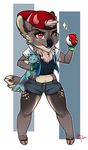  anthro canine clothed clothing female fur hair hat mammal nintendo plushie pok&eacute;ball pok&eacute;mon redpixie smile solo standing teeth video_games 