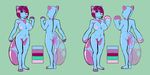  2017 anthro areola big_breasts breasts digital_media_(artwork) female fursuit hair hi_res ivory-raven looking_at_viewer mammal nipples nysa rubber simple_background smile solo standing 