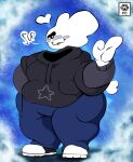 2025 absurd_res air_creature animal_humanoid anthro artist_logo athletic_wear belly big_belly big_butt bottom_heavy bottomwear butt clothing cloud colored digital_media_(artwork) elemental_creature elemental_humanoid femboy fiwzycat! full-length_portrait gym_bottomwear hi_res huge_butt huge_hips huge_thighs humanoid hybrid krita_(artwork) living_cloud logo male male/male mammal mammal_humanoid nerd overweight overweight_anthro overweight_male portrait relaxing solo standing streetwear thick_thighs three-quarter_view water water_creature wide_hips