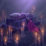 2023 2_horns ambiguous_gender anthro arachnid arthropod arthropod_abdomen biped candle cloak clothing daughter_(lore) duo female_(lore) fingers grief herrah_(hollow_knight) hi_res hollow_knight hood horn hornet_(hollow_knight) mask melee_weapon mother_(lore) mother_and_child_(lore) mother_and_daughter_(lore) multi_limb parent_(lore) parent_and_child_(lore) parent_and_daughter_(lore) red_cloak red_clothing sadpugnation team_cherry weapon