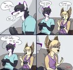  anthro canine clothed clothing comic duo english_text eyewear fur girly glasses hair headphones male mammal osiris_henschel redpixie sitting text video_games 
