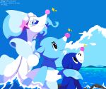 2025 ambiguous_gender asterozoan black_eyes blue_body blue_eyes blue_hair brionne cloud dated echinoderm eyelashes feral gem generation_7_pokemon group hair hi_res marine markings nintendo pearl_(gem) pokemon pokemon_(species) popplio primarina sea signature sky sleepy_sealion smile sparkles starfish starfish_(accessory) trio water whisker_markings white_body