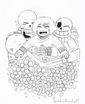  2016 ambiguous_gender clothed clothing cute ddoodler digital_media_(artwork) eyes_closed group happy human male mammal open_mouth papyrus_(undertale) protagonist_(undertale) sans_(undertale) simple_background teeth undertale video_games white_background 