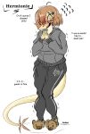 anthro blush bottomwear braces clothed clothed_female clothing dialogue dinosaur english_text eyewear female footwear freckled_face freckles fully_clothed fully_clothed_female glasses grey_clothing grey_hoodie grey_topwear hermione_(yeik_art) hoodie long_tail nerd nervous pants prehistoric_species reptile scalie shoes sketch slippers solo sweatpants tail teeth text theropod topwear troodon troodontid wearing_glasses yeik_art yellow_eyes