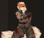  anthro arcanine blood canine clothed clothing fangs gun handgun male mammal nintendo pistol pok&eacute;mon ranged_weapon redpixie solo standing teeth video_games weapon wounded 
