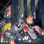 2_horns 6_eyes ambiguous_gender arachnid arthropod arthropod_abdomen ball_of_yarn candle clothing daughter_(lore) detailed_background doll eyelashes female group herrah_(hollow_knight) holding_sewing_needle hollow_knight hood horn hornet_(hollow_knight) mask mother_(lore) mother_and_child_(lore) mother_and_daughter_(lore) multi_eye osakana2gou parent_(lore) parent_and_child_(lore) parent_and_daughter_(lore) red_clothing sewing sewing_pin team_cherry weaver_(hollow_knight) yarn