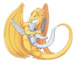  &lt;3 ambiguous_gender dragon duo feral horn hug redpixie simple_background smile white_background wings 