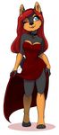  anthro canine clothed clothing collar female mammal one_eye_closed redpixie smile solo standing teeth 