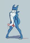  anthro bulge clothed clothing digimon dripping erection flamedramon glans humanoid_penis male naughty_face penis pinup pose precum retracted_foreskin scalie signature solo spread_legs spreading squeech standing thong topless uncut 
