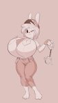  2019 big_breasts breasts bulumble-bee clothed clothing female fully_clothed hair huge_breasts jiggle lagomorph mammal molly_(angstrom) necktie police rabbit solo 