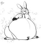  anthro belly big_belly fart lagomorph mammal overweight rabbit riis sitting 