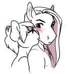  ambiguous_gender anthro blush canine duo equine eyewear glasses horse kissing mammal nude redpixie simple_background smile 