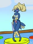  anthro erection girly looking_at_viewer mysterywhiteflame nervous nintendo nude pok&eacute;mon samurott shell smple_background video_games wide_hips 