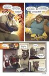  absurd_res aldrich_haynes_(thepurp) angry annoyed anthro apron blake_harper_(thepurp) bodily_fluids canid canine canis chest_tuft clothing comic dialogue dobermann domestic_dog felid finn_(thepurp) group hi_res lagomorph leporid lion male mammal marcus_(thepurp) mature_male muscular muscular_male nervous pantherine pinscher rabbit sitting speech_bubble suid suine sus_(pig) sweat thepurp tuft wild_boar yelling 