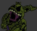 3d_(artwork) animatronic anthro bow_tie clothing corpse costume cryptiacurves digital_media_(artwork) five_nights_at_freddy&#039;s five_nights_at_freddy&#039;s_3 green_body grey_background holding_mouth humanoid lagomorph leporid machine male mammal no_pupils open_mouth pain purple_body purple_bow_tie purple_skin rabbit robot robot_anthro scottgames screaming simple_background solo springtrap_(fnaf) suffering teeth undead william_afton_(fnaf)