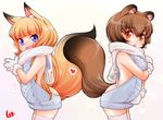 :d animal_ears artist_name backless_dress backless_outfit blonde_hair blue_eyes blush breasts breath brown_eyes brown_hair cold cowboy_shot dress eyebrows_visible_through_hair fang fox_ears fox_tail gloves halterneck large_breasts lee_(colt) long_hair looking_at_viewer meme_attire multiple_girls naked_sweater open_mouth original raccoon_ears raccoon_tail runny_nose scarf short_eyebrows short_hair sideboob simple_background slit_pupils smile sweater sweater_dress tail thighhighs trembling virgin_killer_sweater white_gloves white_legwear zettai_ryouiki 