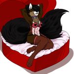  &lt;3_bed anthro bra canine clothing collar female fur garter hair looking_at_viewer mammal redpixie sitting smile solo underwear 
