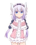  blue_eyes chikuwa_(majihima) dragon_girl eyebrows_visible_through_hair hairband horns kanna_kamui kobayashi-san_chi_no_maidragon lavender_hair long_hair looking_at_viewer simple_background solo twintails white_background 