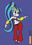  blue_hair blue_skin bra breasts clothed clothing dancing dazzling equestria_girls female friendship_is_magic hair human khuzang long_hair mammal midriff my_little_pony not_furry pink_eyes ponytail shantae shantae_(series) skimpy solo sonata_dusk_(eg) underwear 