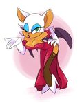  bat breasts brokenlynx21 cleavage clothed clothing dress eyeshadow female footwear gloves green_eyes high_heels lipstick looking_at_viewer makeup mammal one_eye_closed red_lips rouge_the_bat shoes solo sonic_(series) wings wink 