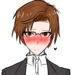  blush brown_eyes brown_hair eyewear glasses hair jaehee_kang nervous not_furry sketch spottyfreak 