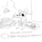 anthro cigarette clothed clothing disney ear_piercing eye_patch eyewear female mammal melody_micely_(zootopia) monochrome mouse piercing replytoanons rodent solo text zootopia 