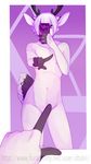  anthro antlers censored cervine convenient_censorship deer dtalvi flaccid girly hair holding_object horn humanoid_penis looking_at_viewer male mammal navel nude penis phone pointing purple_eyes selfie solo standing url watermark white_hair wide_hips 
