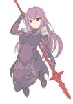  bodysuit covered_navel fate/grand_order fate_(series) full_body gae_bolg holding holding_weapon long_hair looking_at_viewer masabodo navel polearm purple_bodysuit purple_hair red_eyes scathach_(fate)_(all) scathach_(fate/grand_order) simple_background sketch solo spear very_long_hair weapon white_background 
