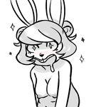  2017 anthro bailey_(inkyfrog) blush breasts buckteeth drooling female inkyfrog lagomorph looking_pleasured mammal nipples nude open_mouth rabbit restricted_palette saliva simple_background solo sparkle suggestive teeth white_background 